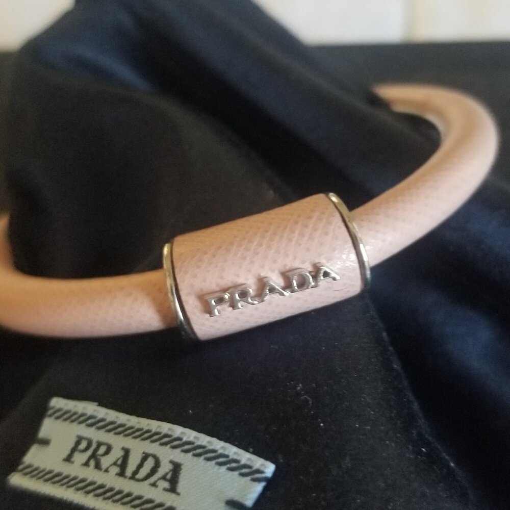 Prada Saffiano dusty pink leather bangle